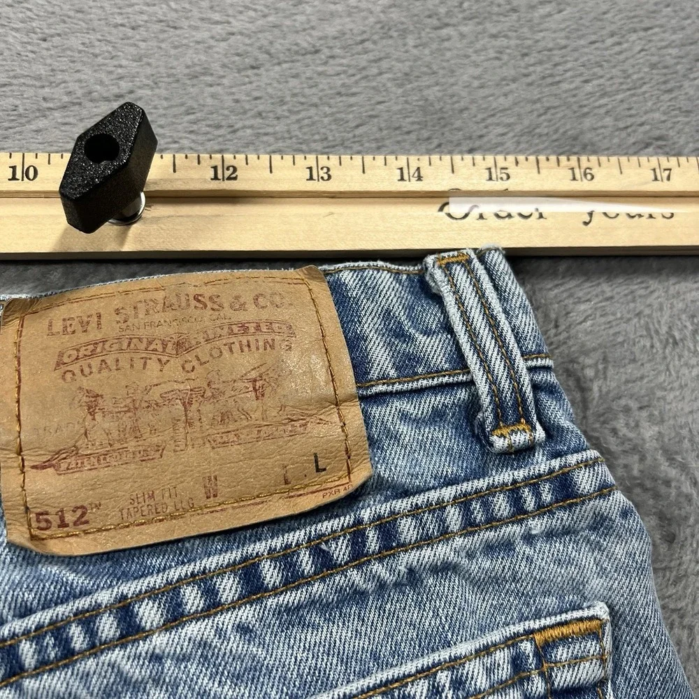 VTG Levis 512 Jeans Womens 12 Long Blue 90s Slim Tapered High Rise Light Wash